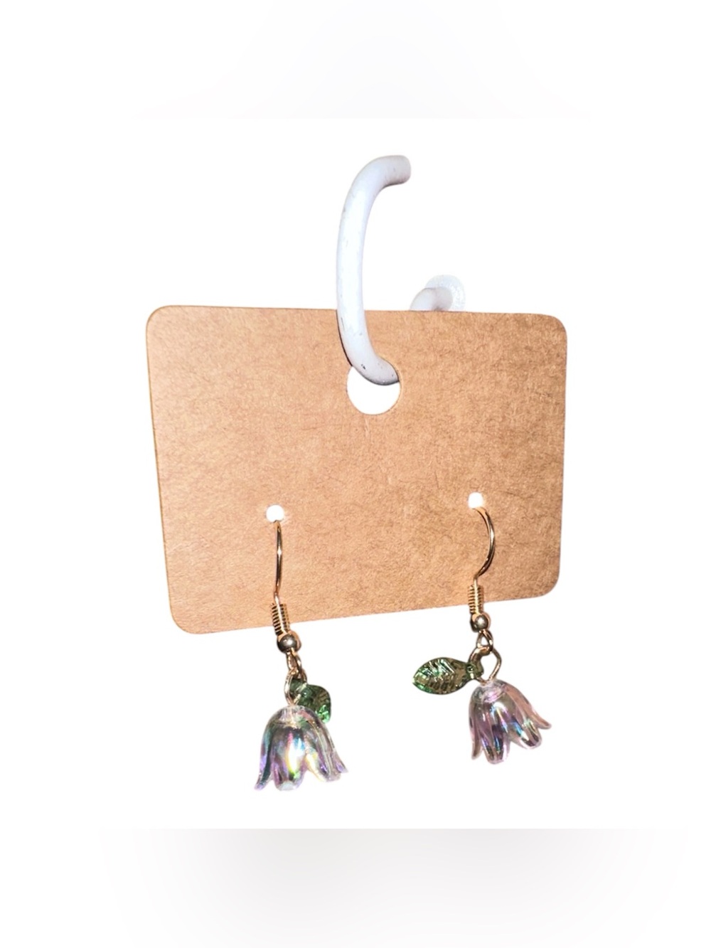 Handmade Iridescent Pink Flower Drop Earrings